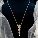 FS Collection Rose Gold Plated Austrian Stone Chain Pendant