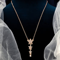 FS Collection Rose Gold Plated Austrian Stone Chain Pendant