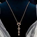 FS Collection Rose Gold Plated Austrian Stone Chain Pendant
