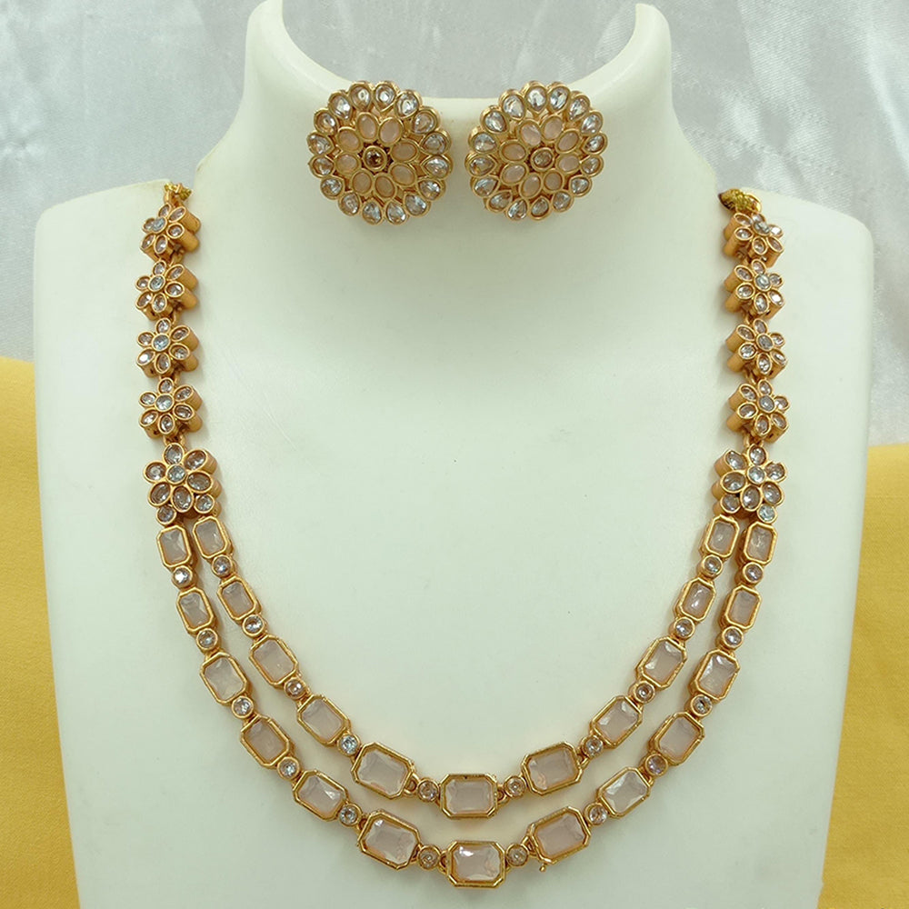 FS Collection Gold Plated Crystal Stone Necklace Set