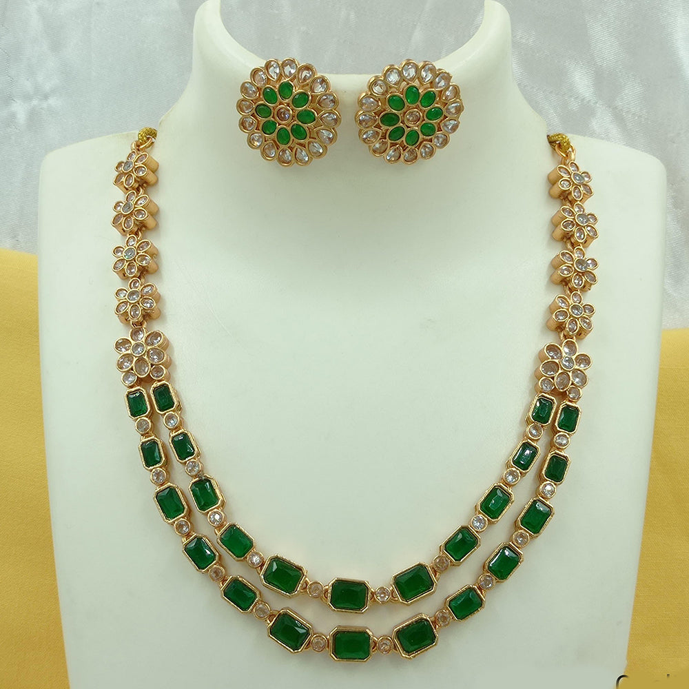 FS Collection Gold Plated Crystal Stone Necklace Set