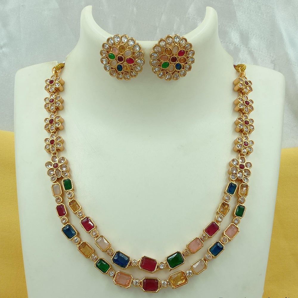 FS Collection Gold Plated Crystal Stone Necklace Set