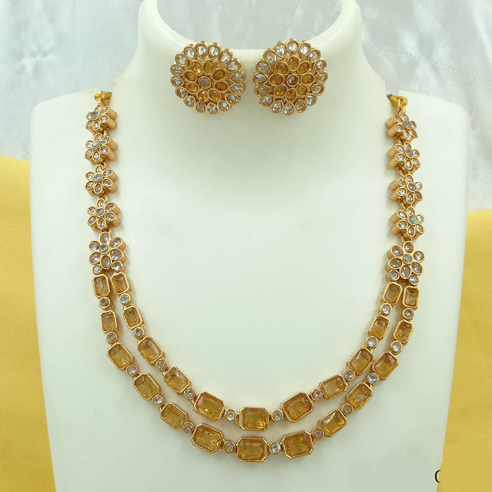 FS Collection Gold Plated Crystal Stone Necklace Set