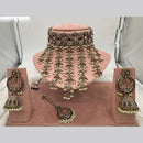FS Collection Antique Gold Plated Austrian Stone and Pearl Choker Necklace Set
