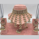 FS Collection Antique Gold Plated Austrian Stone and Pearl Choker Necklace Set