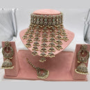 FS Collection Antique Gold Plated Austrian Stone and Pearl Choker Necklace Set