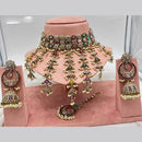 FS Collection Antique Gold Plated Austrian Stone and Pearl Choker Necklace Set