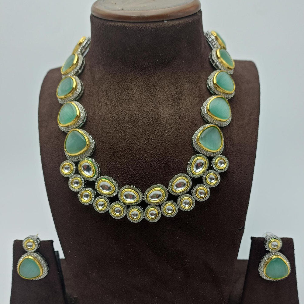 FS Collection 2 Tone Plated Crystal Stone Necklace Set