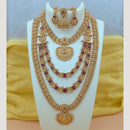 FS Collection Gold Plated Pota Stone Temple Necklace Combo