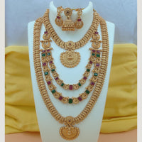 FS Collection Gold Plated Pota Stone Temple Necklace Combo