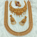 FS Collection Gold Plated Pota Stone Temple Necklace Combo