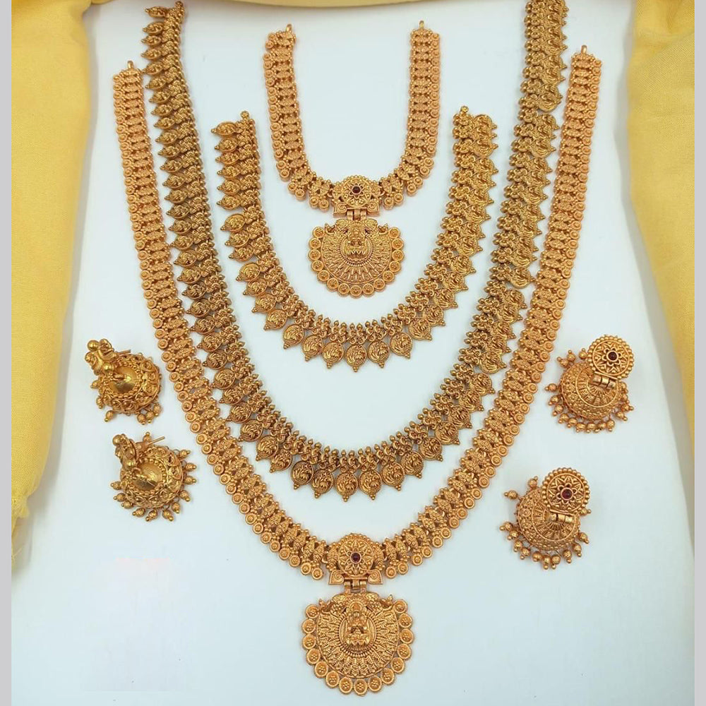 FS Collection Gold Plated Pota Stone Temple Necklace Combo