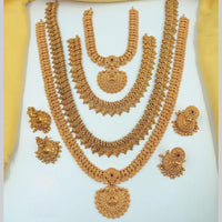 FS Collection Gold Plated Pota Stone Temple Necklace Combo