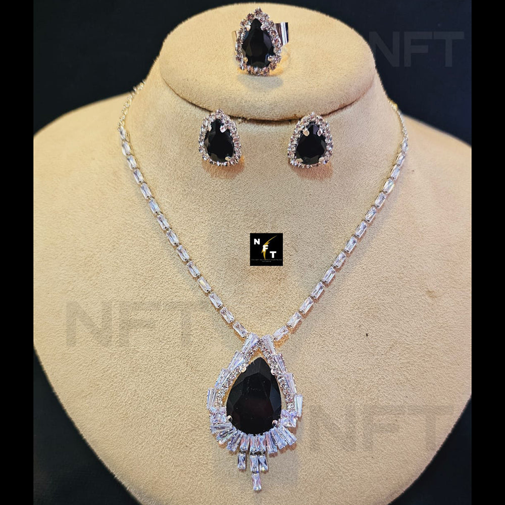 FS Collection Silver Plated AD Necklace Set