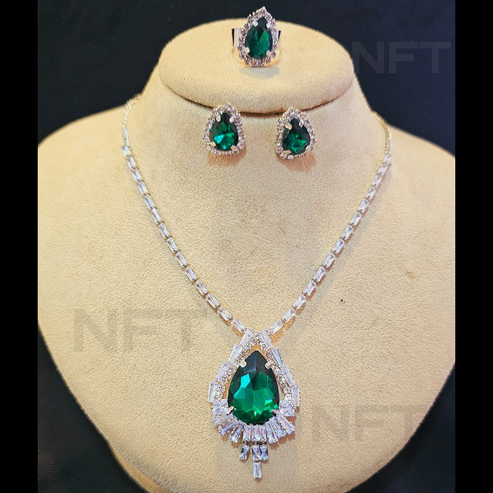 FS Collection Silver Plated AD Necklace Set