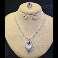 FS Collection Silver Plated AD Necklace Set