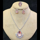 FS Collection Silver Plated AD Necklace Set