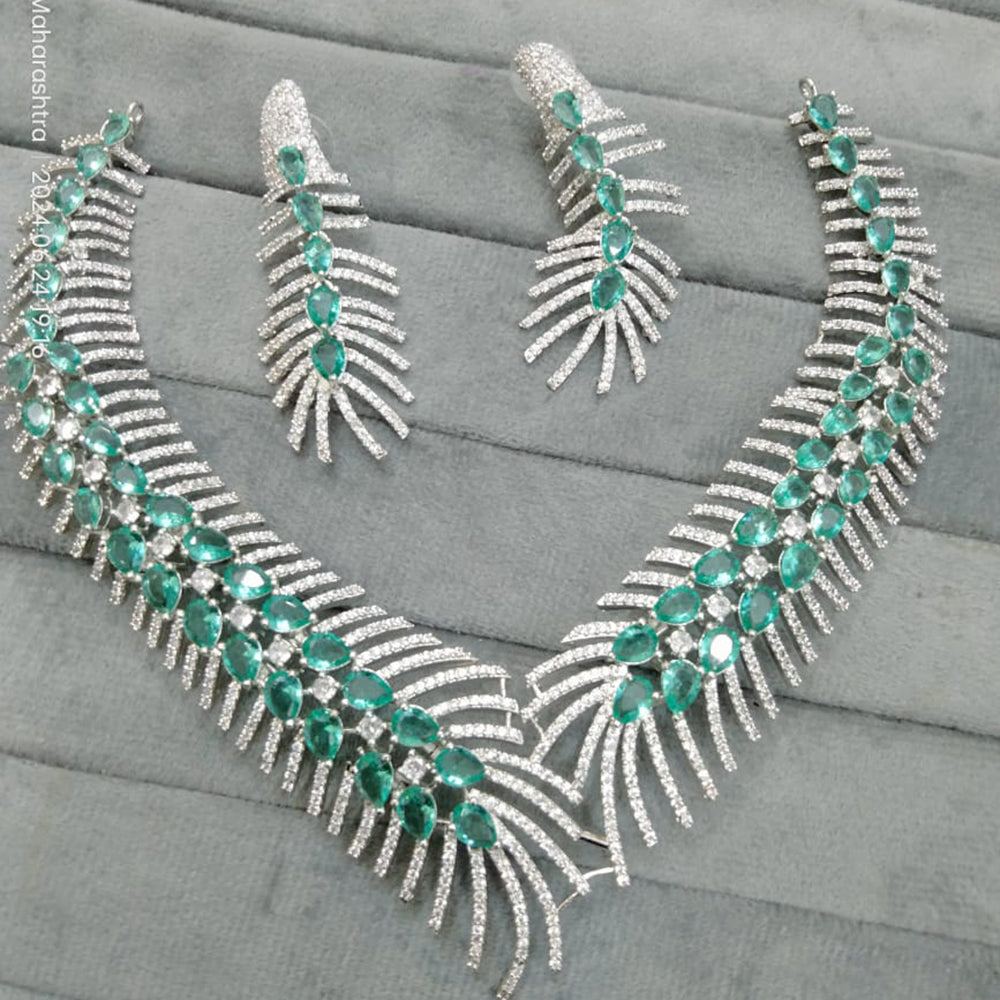 FS Collection Silver Plated AD Necklace Set