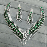 FS Collection Silver Plated AD Necklace Set