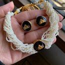 FS Collection Gold Plated Pearls Choker Necklace Set