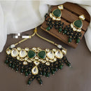 FS Collection Gold Plated Kundan And Pearls Choker Necklace Set