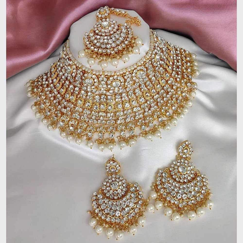 FS Collection Gold Plated Austrian Stone Choker Necklace Set
