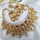 FS Collection Gold Plated Pota Stone And Pearls Choker Necklace Set