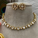 FS Collection Gold Plated Kundan Stone Necklace Set
