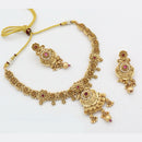 FS Collection Gold Plated Pota Stone And Pearls Necklace Set