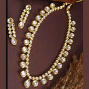 FS Collection Gold Plated Kundan Stone Long Necklace Set