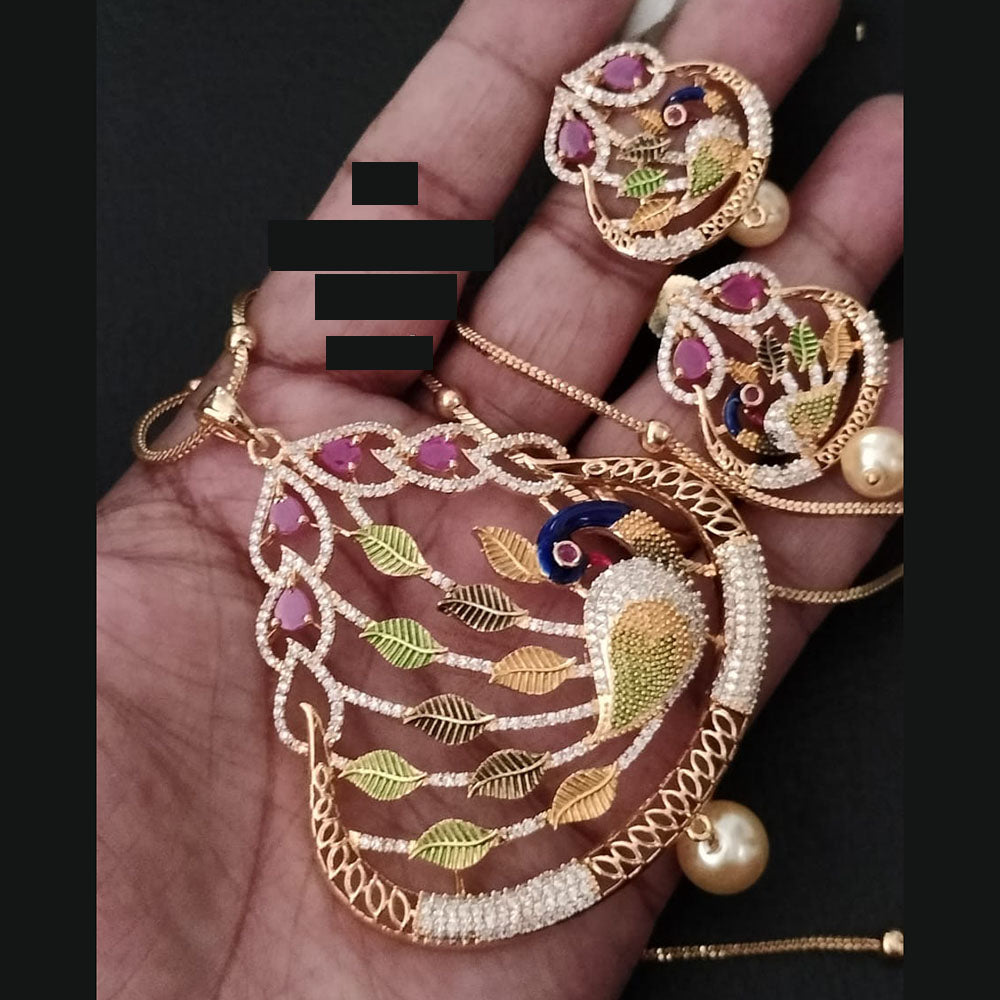 FS Collection Gold Plated AD Chain Pendent Set