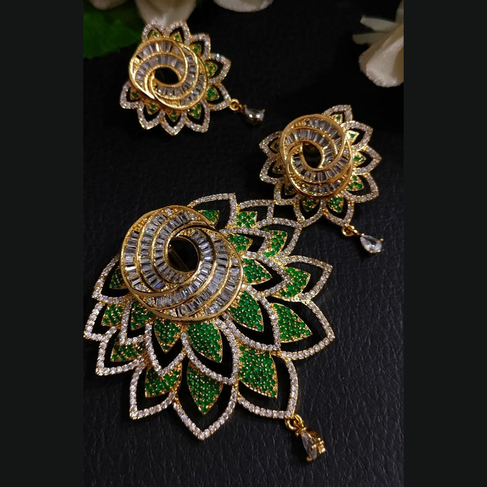 FS Collection Gold Plated AD Chain Pendent Set