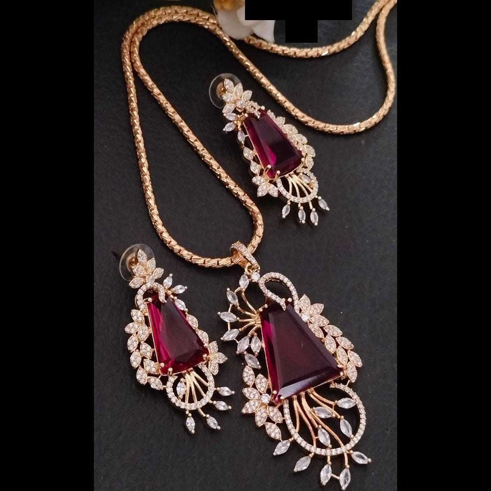 FS Collection Gold Plated AD Chain Pendent Set