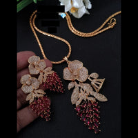 FS Collection Rose Gold Plated AD Chain Pendent Set