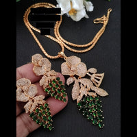 FS Collection Rose Gold Plated AD Chain Pendent Set