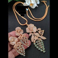 FS Collection Rose Gold Plated AD Chain Pendent Set