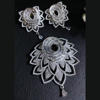 FS Collection Silver Plated AD Chain Pendent Set