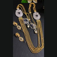 FS Collection Gold Plated AD And Pearls Long Necklace Set