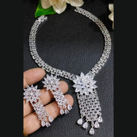FS Collection Silver Plated AD Necklace Set