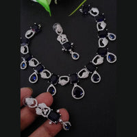 FS Collection Silver Plated AD Necklace Set