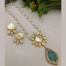 FS Collection Gold Plated Austrian Stone And Pearls Long Necklace Set