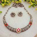 FS Collection 2 Tone Plated Kundan And Pearls Necklace Set