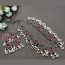 FS Collection Oxidised Plated Pota Stone And Pearls Necklace Set