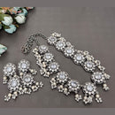 FS Collection Oxidised Plated Pota Stone And Pearls Necklace Set