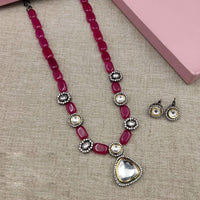 FS Collection 2 Tone Austrian Stone And Beads Long Necklace Set