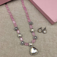 FS Collection 2 Tone Austrian Stone And Beads Long Necklace Set