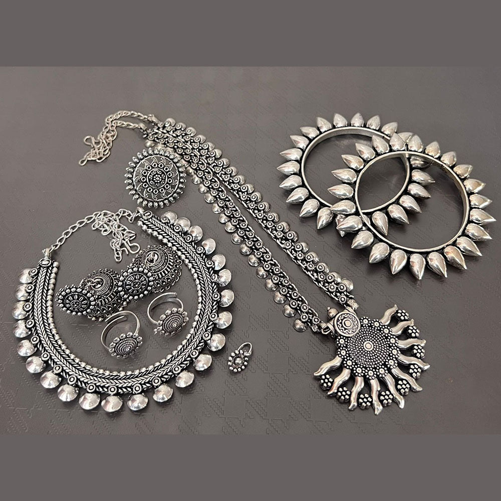 FS Collection Oxidised Plated Jewellery Combo
