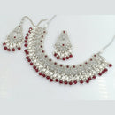 FS Collection Silver Plated Crystal Stone And pearls Necklace Set