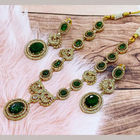 FS Collection Gold Plated Austrian Stone Long Necklace Set
