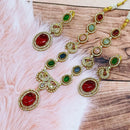 FS Collection Gold Plated Austrian Stone Long Necklace Set